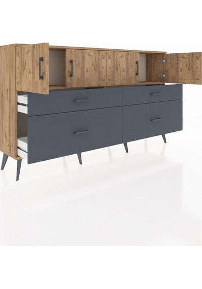 Arges Konsol 2 Raflı 4 Çekmeceli 4 Kapaklı 176x30x99 Çam-çam/antr Çam-çam/antrasit Arges Konsol 2 Raflı 4 Çekmeceli 4 Kapaklı 176x30x99 Çam-çam/antr Çam-çam/antrasit
