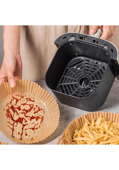 Go İthalat 50 Adet Air Fryer Pişirme Kağıdı Tek Kullanımlık Yağ Geçirmez Yuvarlak Tabak Model Pvc