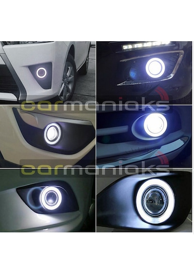 Mercekli Angel Led Halkalı Sis Far Metal Alaşım Gövde Su Geçirmez 89 MM Beyaz