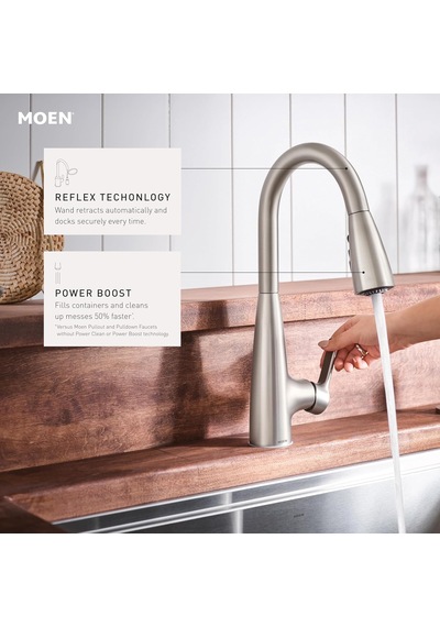 Moen 87627srs Haelyn Tek Saplı Aşağı Çekmeli Püskürtücü Refleks V Diğer