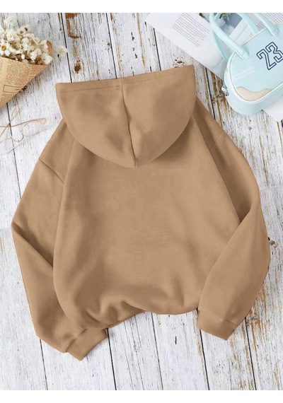Startmore Kahverengi Unisex Kadın/erkek Soru Renkli Özel Baskılı Pamuklu Oversize Kapüşonlu