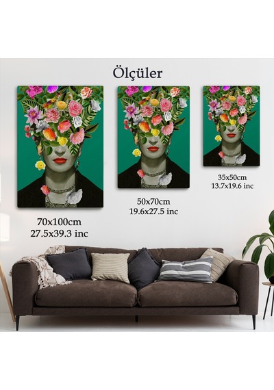 Çiçek Başlı Ünlü Ressam Portresi Kanvas Tablo-5131 70 X 100