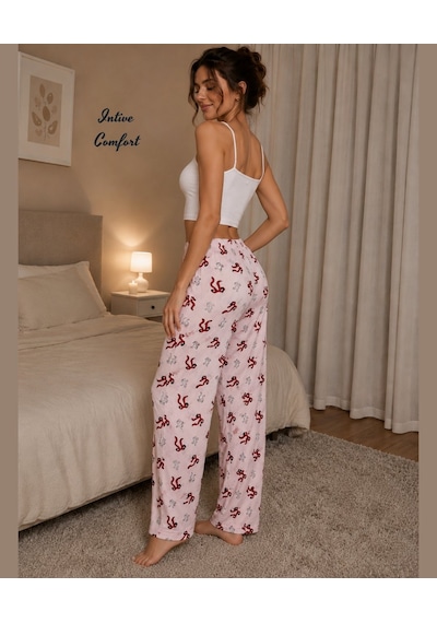 Intive Lingerie Intive Comfort Pudra Üzerine Kırmızı/siyah Kurdele Desenli Beli Lastikli Pijama Altı Intive Lingerie Intive Comfort Pudra Üzerine Kırmızı/siyah Kurdele Desenli Beli Lastikli Pijama Altı