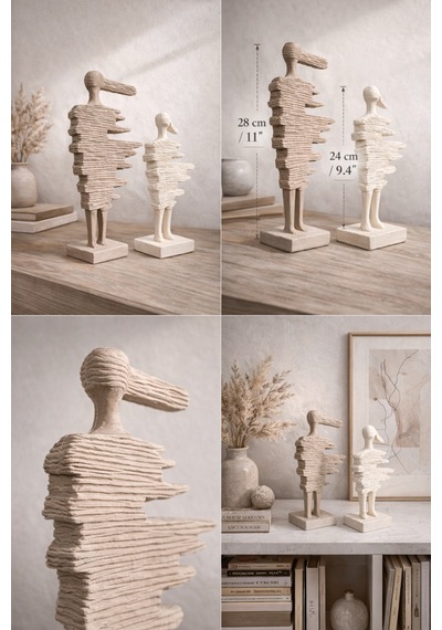 Modern Soyut İnsan Figürü Biblo Seti Minimal Dekoratif Heykel 2 Li Set