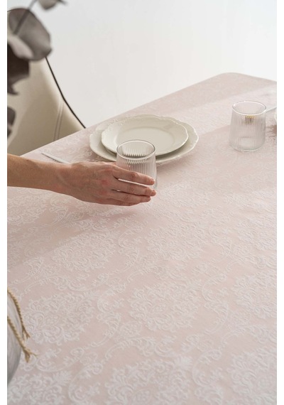 Rivaistanbul Damascus Pudra Pembe Masa Örtüsü 160x220 Cm Pembe