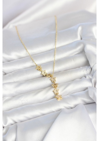 316l Çelik Yıldız Model Gold Renk Zirkon Taşlı Kadın Kolye Çok Renkli 78436073