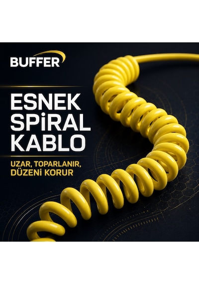4&apos Ü 1 Arada Esnek Spiral Hızlı Şarj Kablosu, Araç İçi Yaylı Kablo, Type-c Ve Lightning Uyumlu Çoklu Şarj Belirtilmemis
