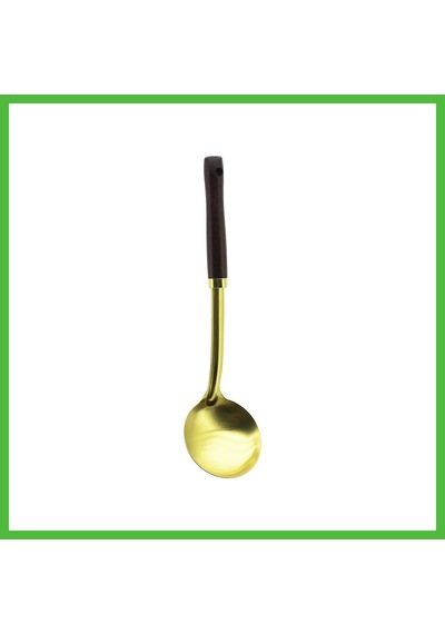 Vaveni Metal Servis Kepçe Ahşap Saplı 35cm Altın Arz