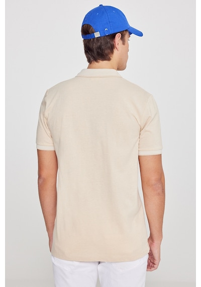 Ac&Co / Altınyıldız Classics 488670661 Düğmeli Polo Yaka Cepsiz Slim Fit Erkek Tişört Bej