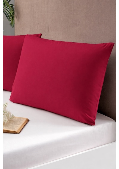 Pierre Cardin 2'li Pamuk Saten Yastık Kılıfı Redberry Bordo