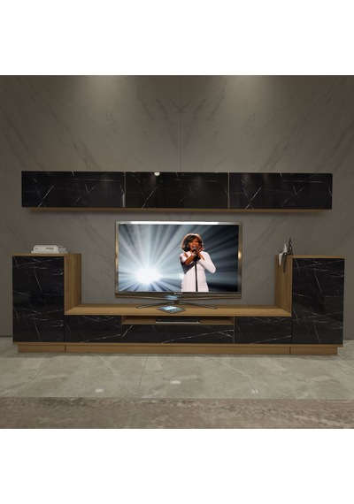Decoraktiv Trendstyle 9s Mdf Tv Ünitesi Tv Sehpası Pera - Siyah Mermer
