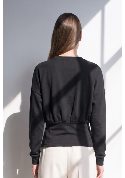 Barrels And Oıl Kadın Bel Detaylı Uzun Kol Sweatshirt - Siyah Siyah