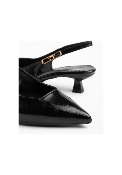 Suins Shoes Suins Monica Model Kadın Mini Topuklu Lastikli Stiletto Ayakkabı Siyah