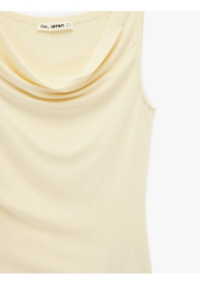 Koton Slim Fit Viskon Kolsuz Asimetrik Degaje Yaka Bluz Sarı 6sal30025ık Sarı