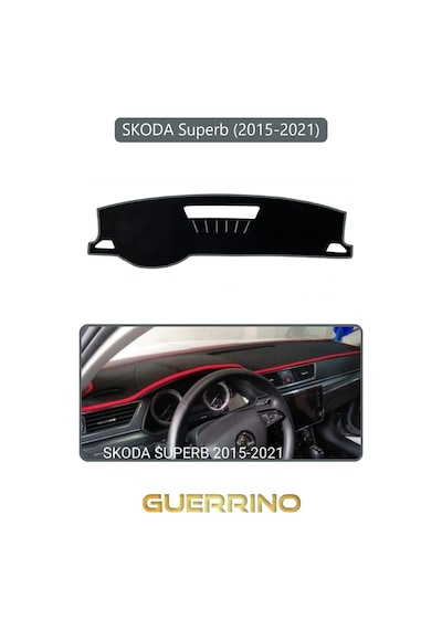 Skoda Superb 2015-2021 Torpido Koruma Halısı Gri Kenar
