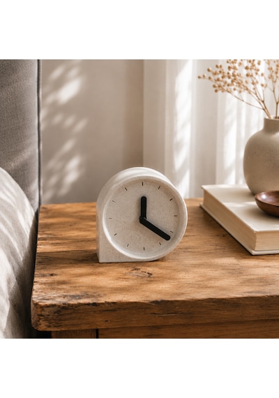 Cove Clock Dekoratif Masa Saati Modern 3d Baskı Saat Mermer Rengi