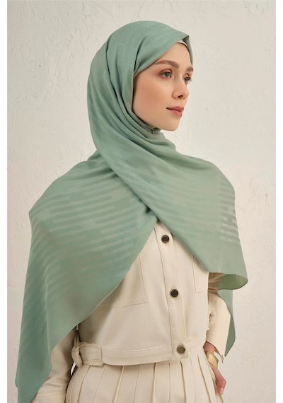 Armine Lyocell Viscon Stripes Desenli Şal 2 Mint Yeşili