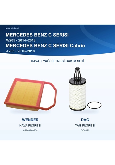 Mercedes Benz C W205 / Mercedes Benz C A205 Hava+yağ Filtre Bakım Seti