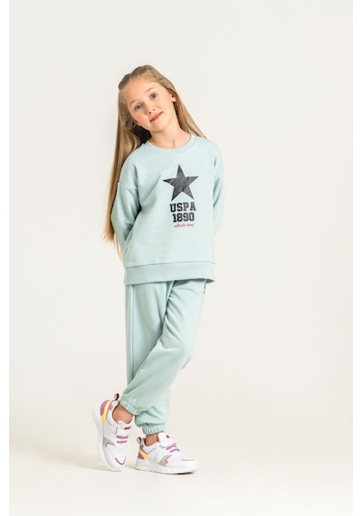 U.S. Polo Assn. Kız Çocuk Baskılı Yeşil Uzun Kol Eşofman Takımı Us2719-c-v3 Us2719-c-v3