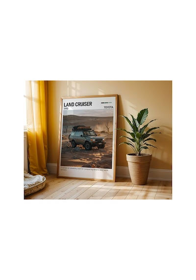 Toyota Land Cruiser Ahşap Çerçeveli Poster Tablo Dayanıklı Off-road Ahşap 01
