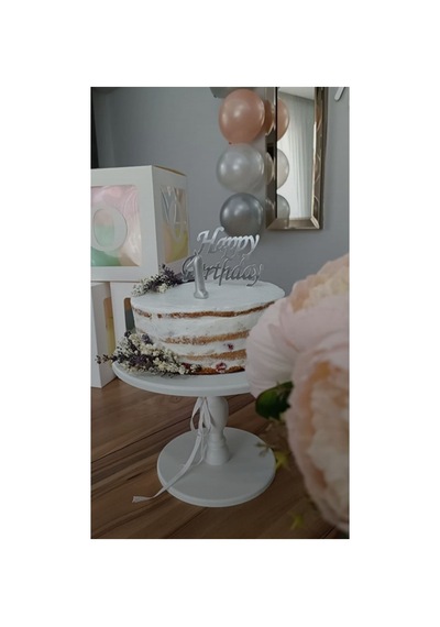 Pasta Sunum Tabağı Servis Standı Ahşap Doğum Günü Pasta Cupcake Standı Beyaz