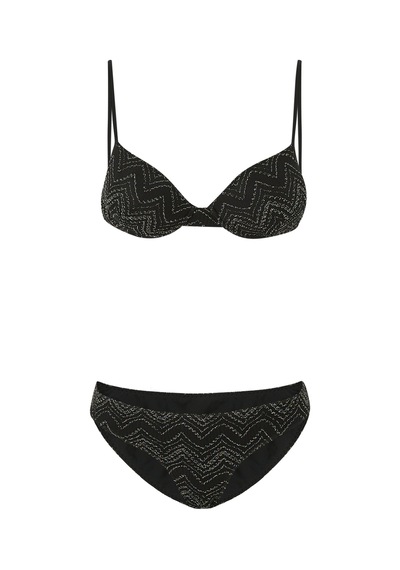 Missoni Zig Zag Lamé Viskon Bikini Siyah