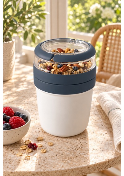 Emilahome Mıxme Muesli Cup 650 Ml Beslenme Kabı &yoğurt Kabı & Mama Kabı Lacivert - 873535709 Lacivert