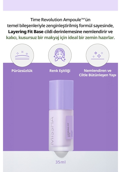 Renk Eşitsizliklerini Nötrleyen Pürüzsüzleştiren Nemlendirici Makyaj Bazı Layering Fit Base Violet