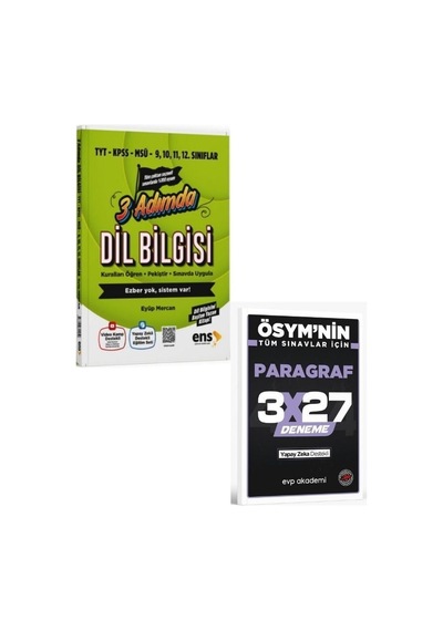 2027 Ens 2027 Tyt Kpss Msü Dil Bilgisi 3 Adımda Video Destekli Soru Bankası+ Evp Akademi Paragraf