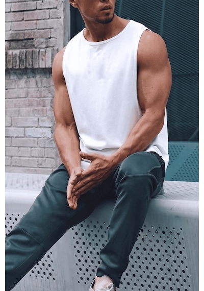 Genius Store Erkek Sporcu Atleti Sıfır Kol Tişört Fitness Gym Antrenman Tişörtü Ter Tutmayan Atlet Sıfırkol-2026 Beyaz