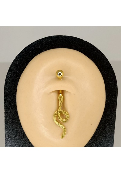 Aya Tasarım Gold Renkli Yılan Göbek Piercing Altın