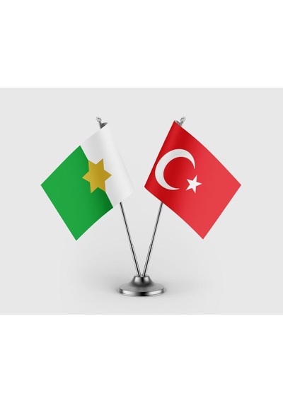 Dulkadir Beyliği Ve Türk Bayrağı İkili Saten Masa Bayrağı Takımı Diğer