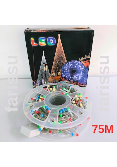 75 Metre Rgb Peri Led Işık Fişli Dış Mekan Dekoratif Aydınlatma Şerit Led RGB