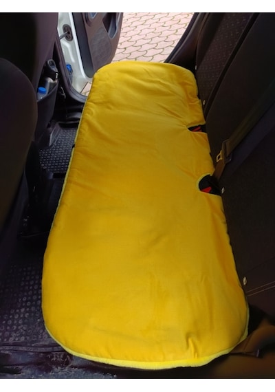 Yumuşak Tüylü Peluş Serme Oto Koltuk Minder Arka Sarı Renk