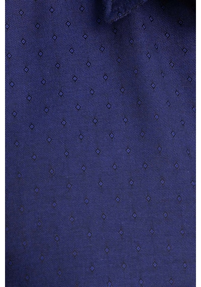 Tudors Slim Fit Uzun Kol Oxford Doku Armürlü Biyeli Erkek Gömlek-26938-Lacivert