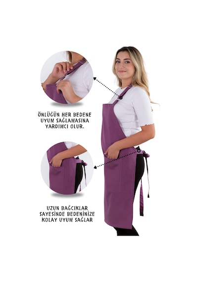 Sevilya Simple Ayar Askılı Mutfak Önlüğü Mor