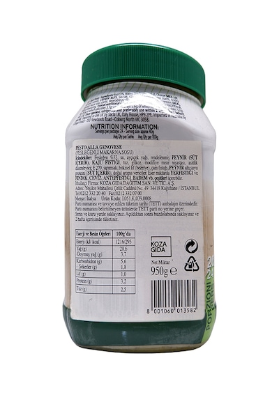 Sacla Pesto Fesleğenli Makarna Sosu 950 G