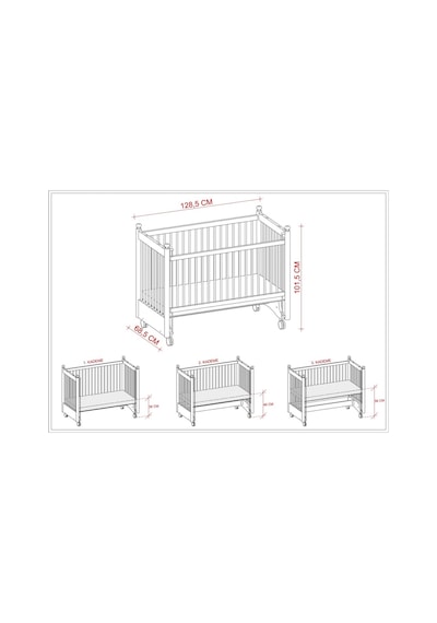 Meltem Kids Mondo Sallanır Ahşap Anne Yanı Beşik 60 x 120 CM Krem