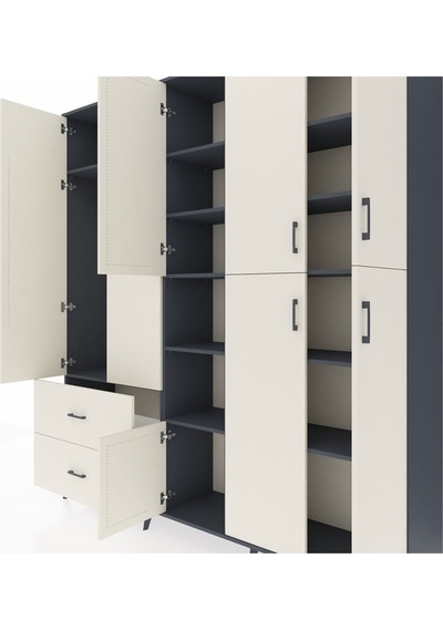 Hyperion Dolap 12 Raflı 2 Çekmeceli Tek Askılı 220x44x243 Antrasit-aytaşı/aytaşı Aytası/aytası Hyperion Dolap 12 Raflı 2 Çekmeceli Tek Askılı 220x44x243 Antrasit-aytaşı/aytaşı Aytası/aytası