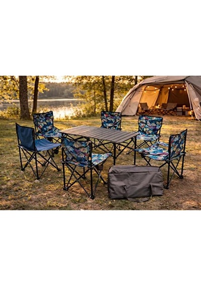 Katlanabilir 120 Cm Masa Sandalye Seti - 6 Kişilik - Portatif Çok Renkli