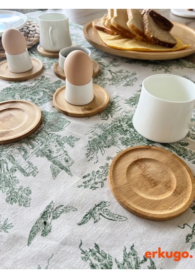 6 Adet Yuvarlak Bambu Çay Tabağı, Bardak Altlığı, Fincan Tabağı Bambu
