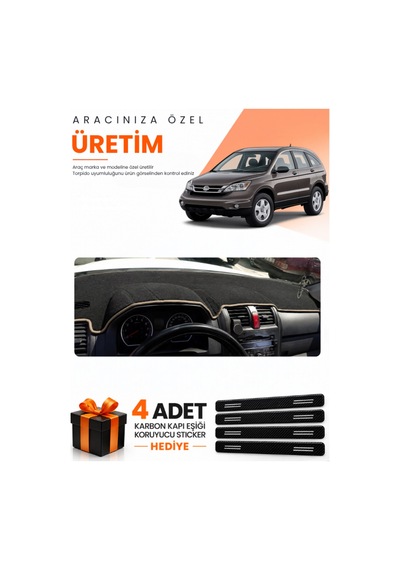 Honda Cr-v 2007-2012 Uyumlu Torpido Koruma Örtüsü Oto Kılıfı - Siyah Bej