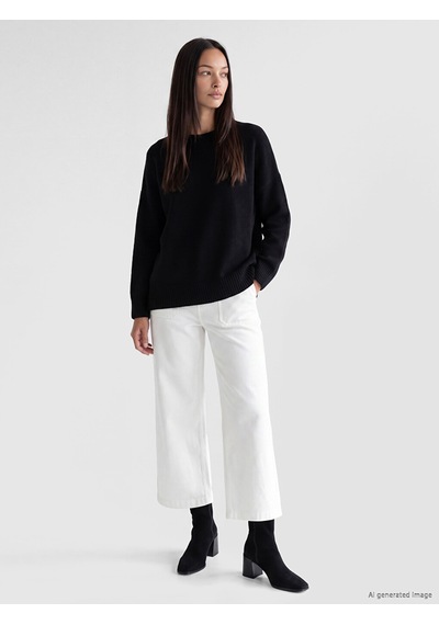 LC Waikiki Lc Waıkıkı Siyah Oversize Kadın Kalın Triko Kazak