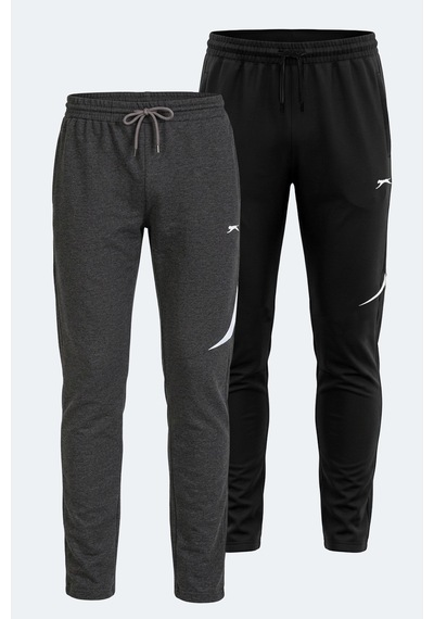 Slazenger Papa 2 Li Set Erkek Eşofman Altı Siyah - Koyu Gri