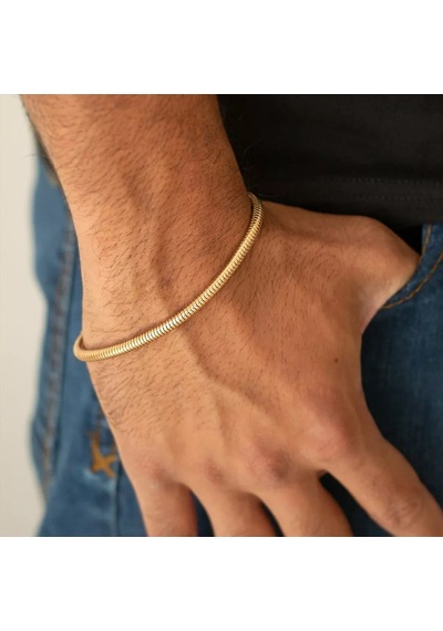 Altın Renk Unisex Snake Zincir 2 Mm Çelik Bileklik - 3139 Gold