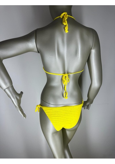 İvita Renkli Boncuk Detaylı Çok Tarz El Yapımı Tığ Örgüsü Bikini Sarı