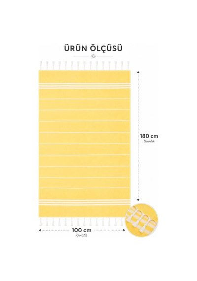 Sultan Peştemal Havlu 100 Pamuklu Deniz Plaj Banyo Peştemali 100x180 Cm Sarı