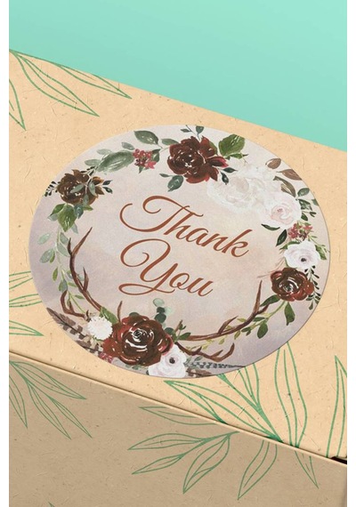 Thank You Renkli Kalpli Kargo Paket Sticker Etiketi 3x3cm St2058 Çok Renkli