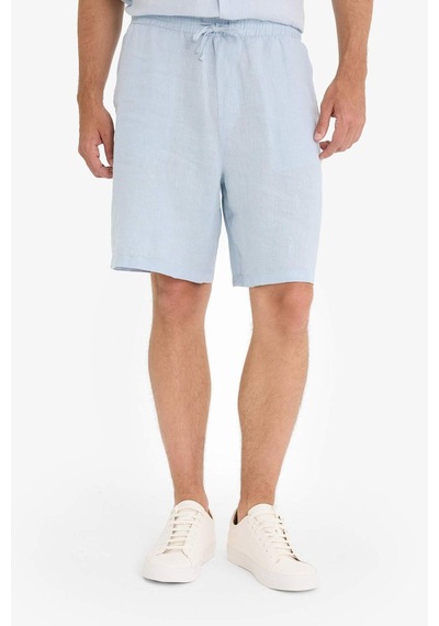 Defacto %100 Keten Relax Fit Bermuda Şort F4599ax25hsbe771 Mavi