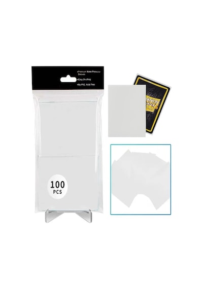 Pokemon Riftbound Mtg Tcg Kart Kılıfı 66x91 Mm Premium Kalite Acid Free Koruyucu 100'lü Paket Sleeve Beyaz